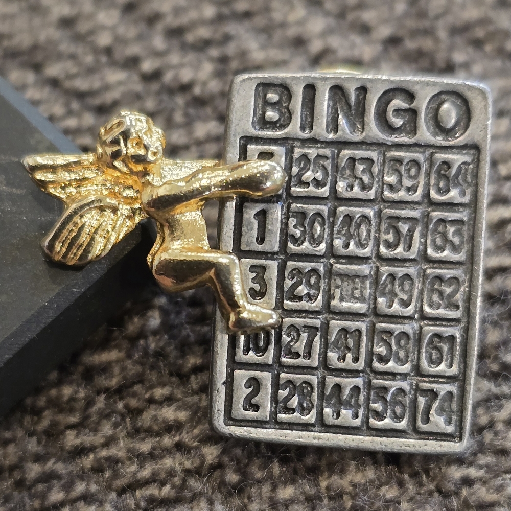 Gold and Silver Angel Bingo Pin